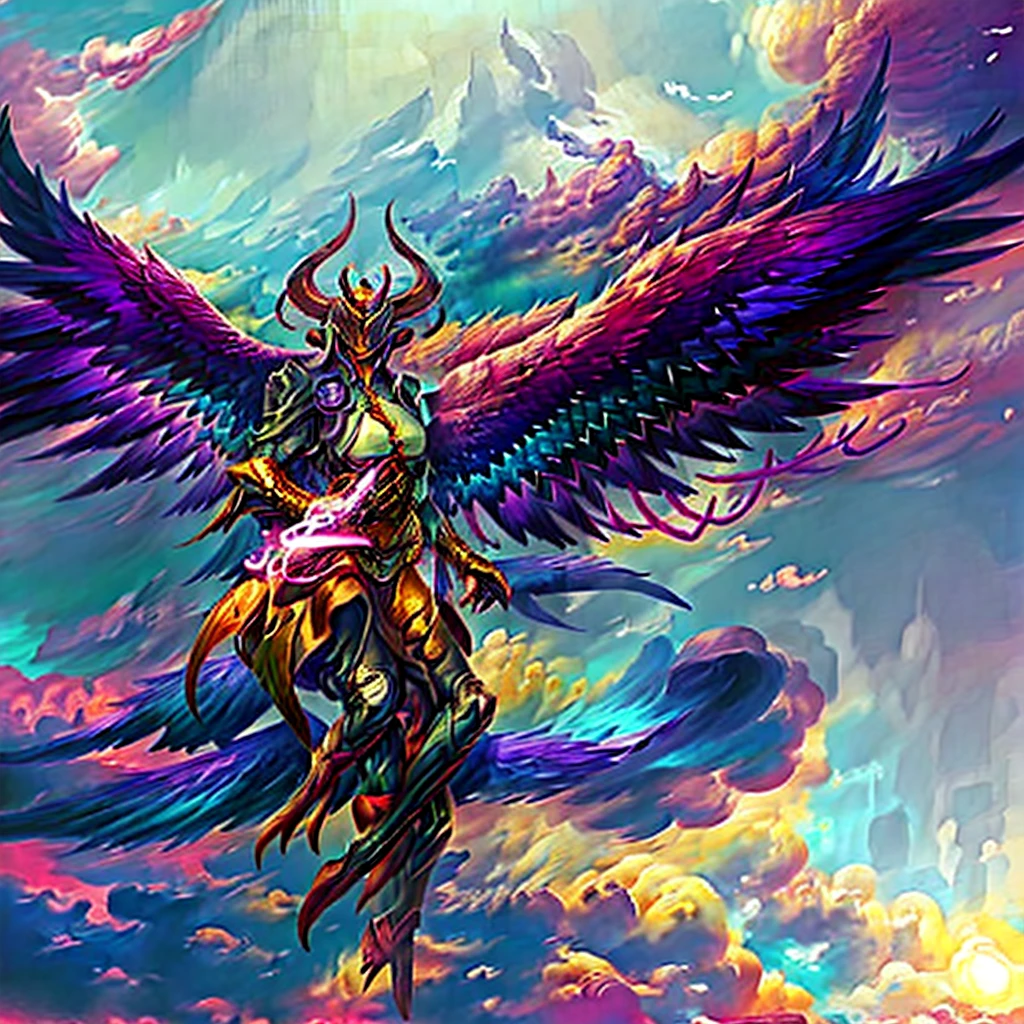 Purple and black dragon with wings flying in the sky, unreal engine render saint seiya, armor angle with wing, ffxiv heavensward, from xenoblade chronicles, huge feathery wings, Shadowbringers Cinematic, final fantasy 1 creenshot, aion, final fantasy 14 p, mech wings, from final fantasy, winged archer, wispy gigantic wings