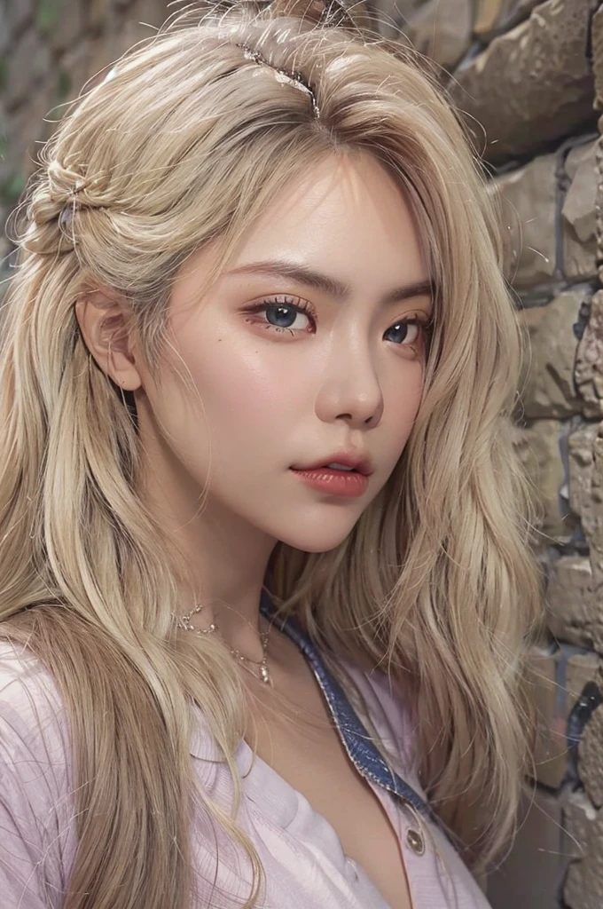 a drawing:Young and beautiful mixed-race beauty steps on the Great Wall,She has very white skin,Very few clothes are worn,blonde hair, hair tie, pov, Verism, 8k, super detail, ccurate, best quality, anatomically correct