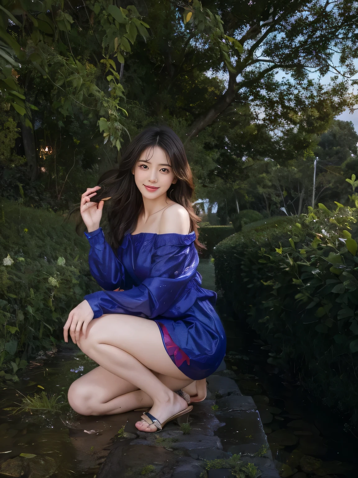 Poussin-style landscape,A smile,,Sweet and seductive appearance.、Caravaggio's paintings、Chiaroscuro of Caravaggio、Hair disheveled in the wind,Two women frolicking,Cute smile, Expression of ecstasy,A sexy,erotick