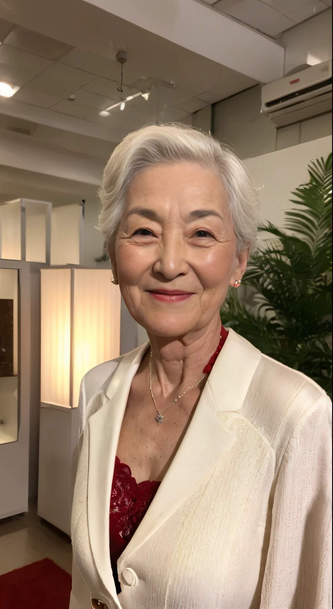 (((Solo))), Elderly Mature Woman, Pure white background, gravure, facing front, ((Center the screen)), Wearing a small bra, Correctly depict lips,red-lips, Fancy makeup, from the chest up, masuter piece, Best Quality, Ultra-detailed, Photorealistic, Ultra-detailed細なスキン, Perfect Anatomy, (1 japanese mature woman), (Positive), 95 years old, Tremendous big, elderly fashion model, glamor, A sexy, Chromo-white skin, Looking at Viewer,