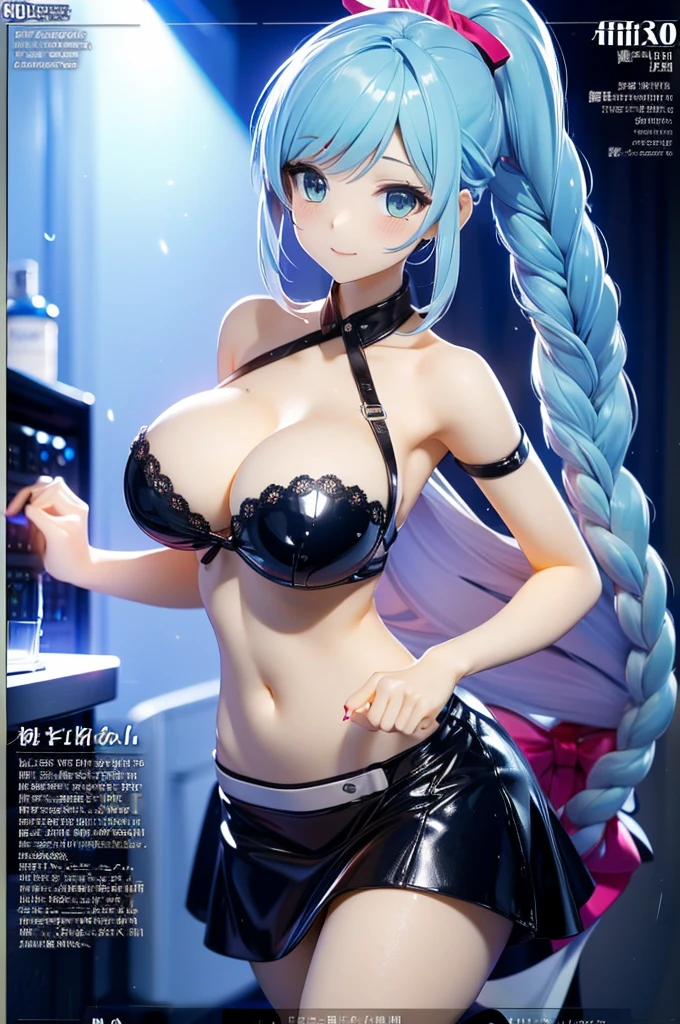 (Official art、Best Quality、Unity 8k Wallpapers、32K、ultra-detailliert、超A high resolution、realisitic、Photorealsitic:1.2、pvc revoltech)、(Cinematic lighting:1.2)、(Full body)、Transparency、kawaii girl、Crying face、Acrylic Stand,Transparent blue two-piece lace queen costume、Charming,A sexy,vinyl mini skirt,cleavage of the breast、toppless、frilld、foco nítido、I opened my mouth a little、Charmingな微笑み、there were many spectators、(light blue braided ponytail、beautiful hair of blue color、 Blue eyes)、inside an acrylic box、service area,racing car、giant lcd monitor,
