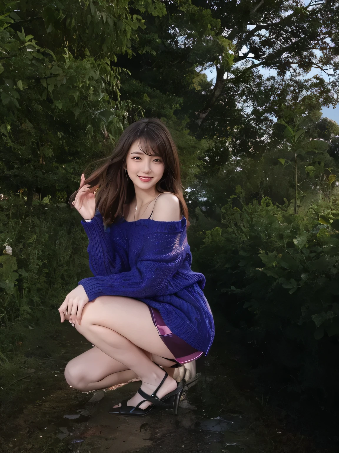 Poussin-style landscape,A smile,,Sweet and seductive appearance.、Caravaggio's paintings、Chiaroscuro of Caravaggio、Hair disheveled in the wind,Two women frolicking,Cute smile, Expression of ecstasy,A sexy,erotick