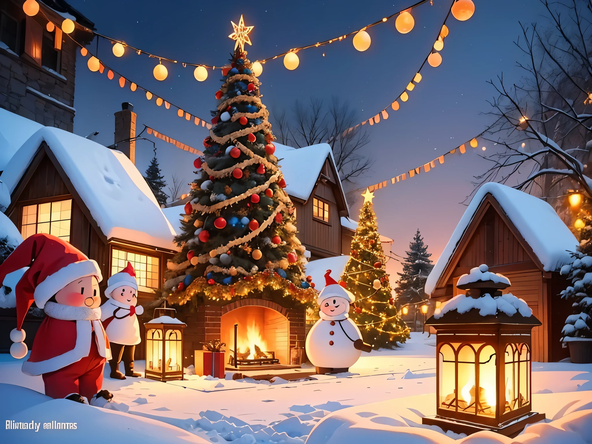 high quality, 4k, Christmas stickers, festive atmosphere, colorful stickers, cute characters, joyful holiday scene, sparkling decorations, snowflakes, Santa Claus, reindeer, snow-covered landscape, cozy fireplace, twinkling lights, cheerful children, Christmas tree, presents, stocking, holiday spirit, warm and inviting, joyful celebration, winter wonderland, candy canes, gingerbread house, ornaments, happy faces, magical moments, family gathering, holiday traditions, peace and love