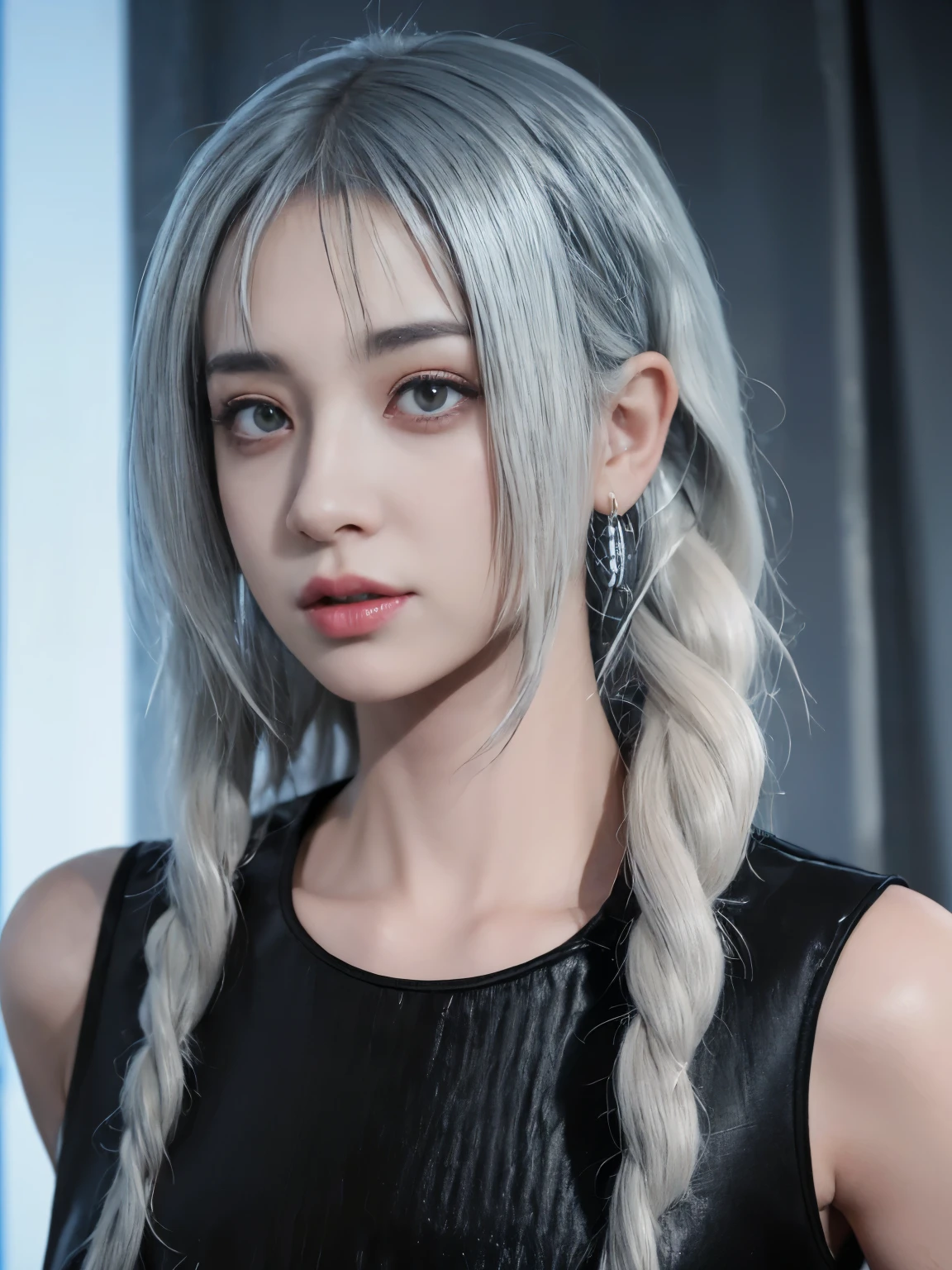 (obra prima、ultra-detalhada、8k、qualidade superior:1.5)、((Awesome))、Cabelo curto com franja、((usando um capuz preto、Shorts manga branca))、sorrir、((Wear black headphones around your neck))、sentado em、um parque、Put both hands in the pockets of your hoodie