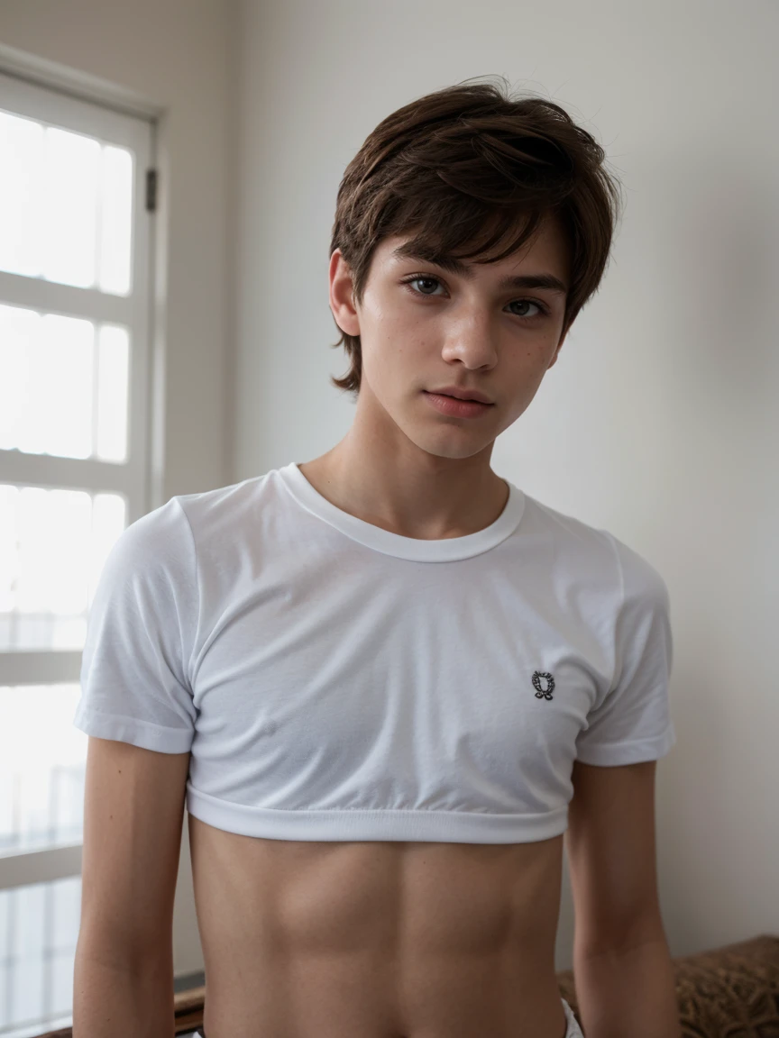 Twink shy 18 year old man, posando delante del espejo. Delgado, ojos azules, pelo rubio. Modelo de onlyfans. Ropa interior.
