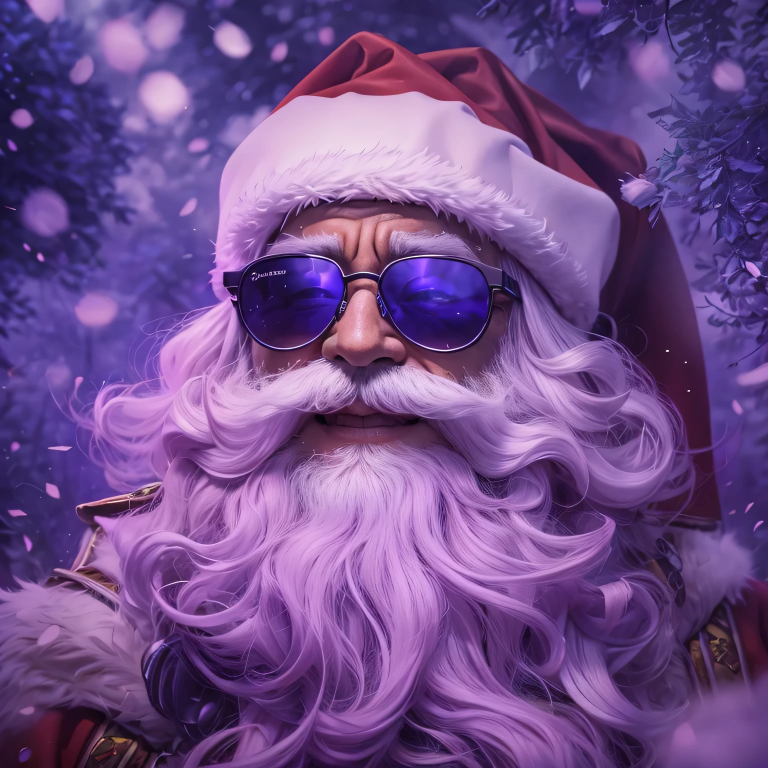 arafed image of a santa claus with sunglasses and a purple banner, actual photo, 🇺🇦, 🚿🗝📝, real atmosphere, real photo, 🐝👗👾, stu_dts, the best ever, purple magic, real ungine, crazy atmosphere, inspired by Sava Šumanović, purple glow, leon tukker, hannover