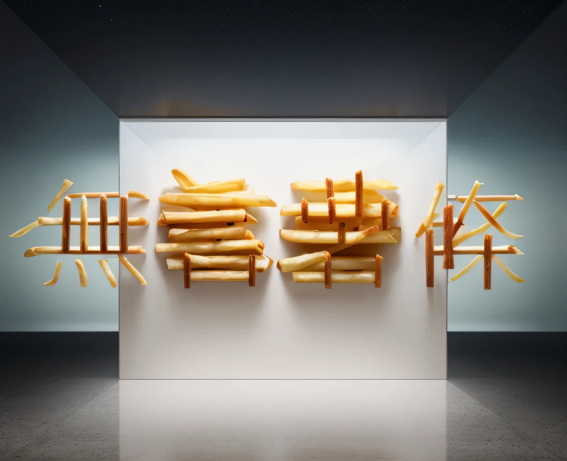 Front view of a space filled with fresh French fries