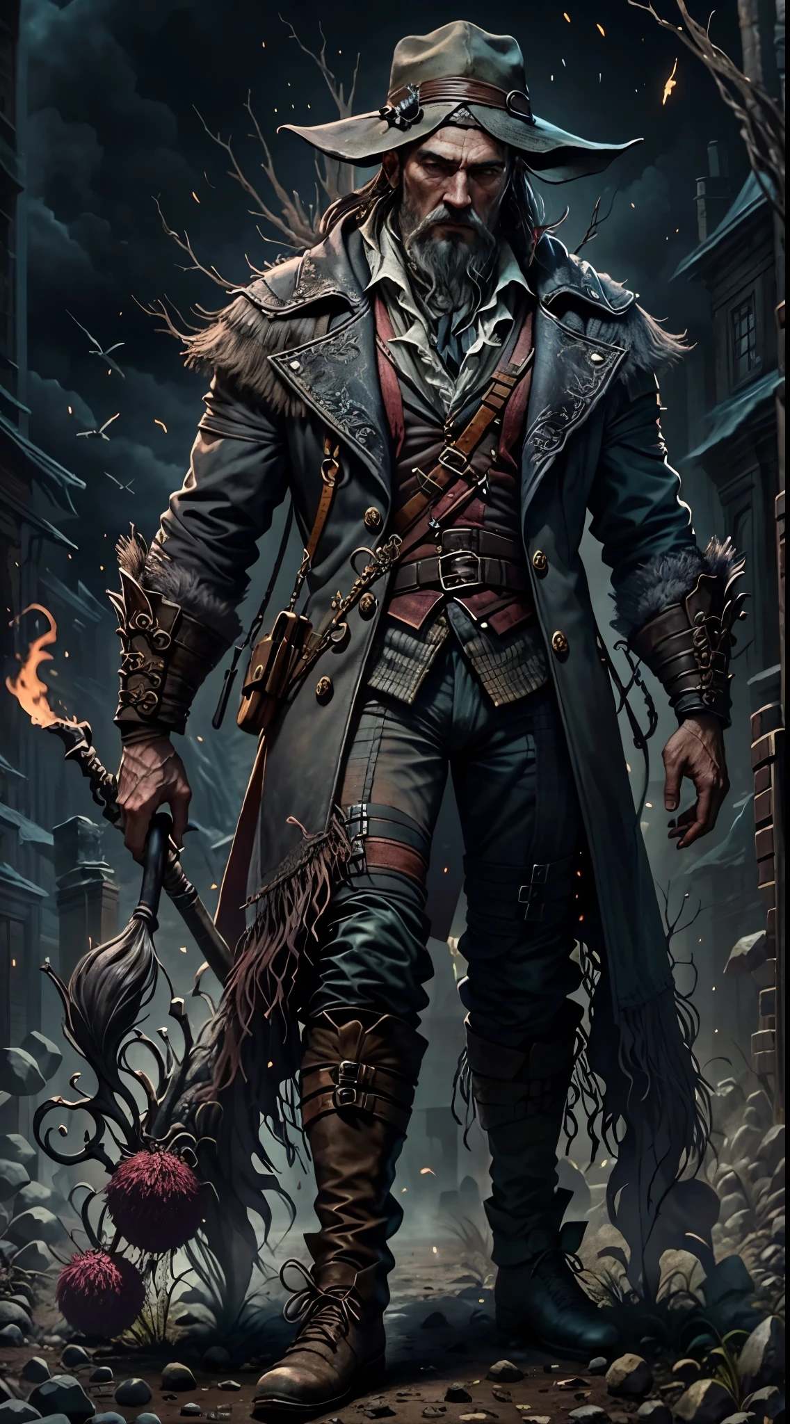 A tall farmer as a final boss of the Bloodborne siries