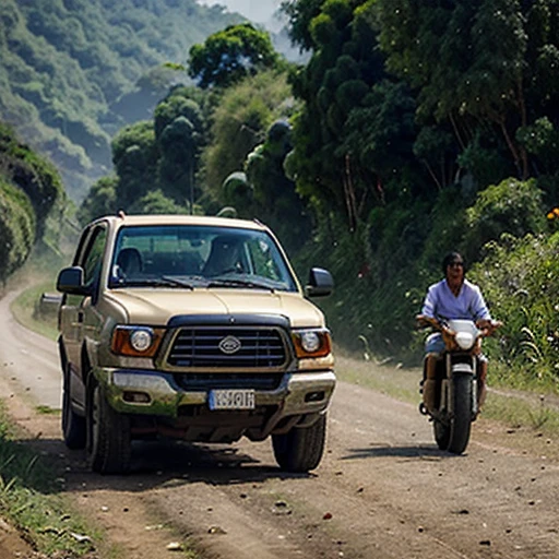 Burma's Rakhine Roma Mountains are trading goods with large trucks. On the Roma, there are lush green forests and beautiful flowers and birds.