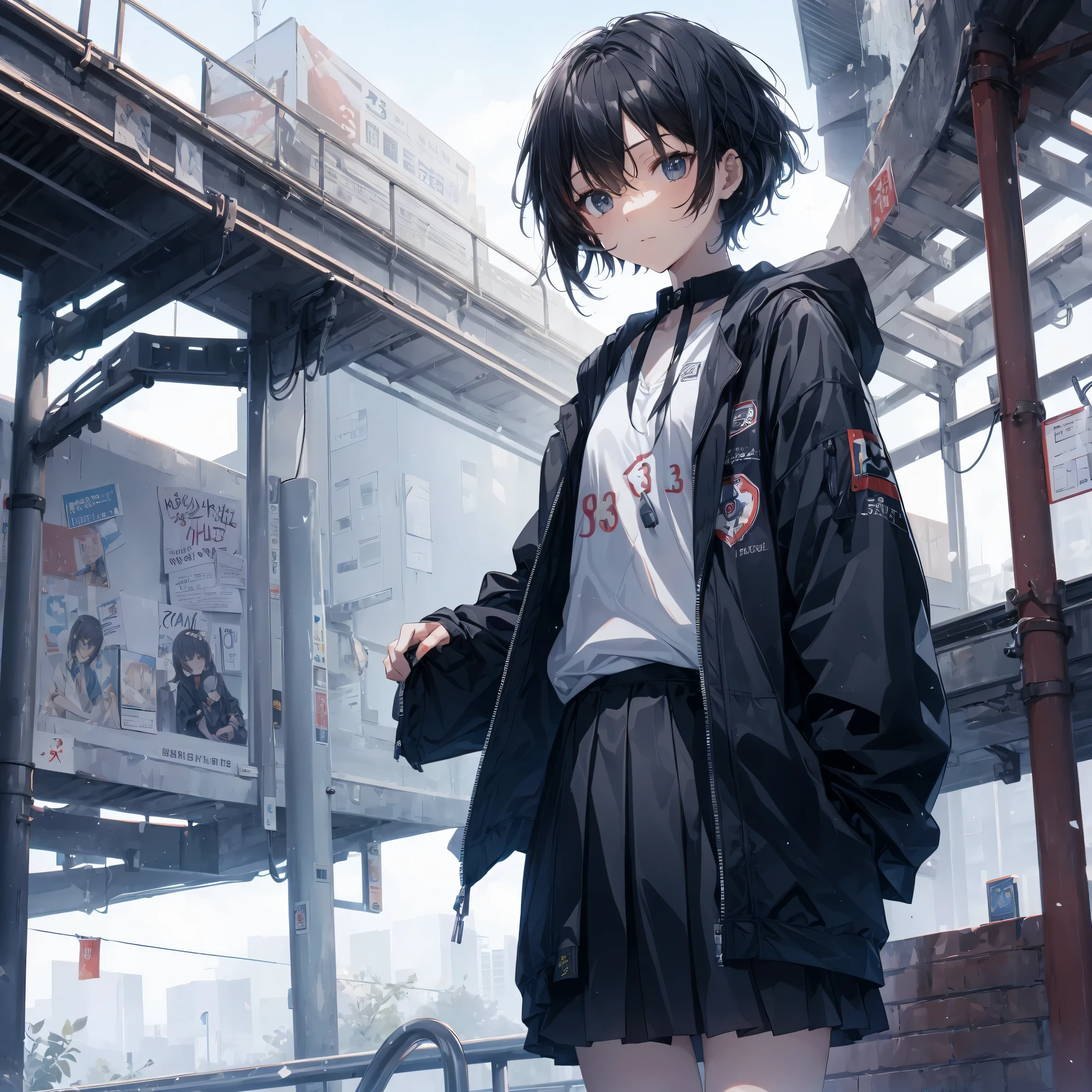 Super high quality by the art god, Ultra-detailed, High resolution, Gwise Style, anime moe art style, best anime 8K konachan wallpaper, Pixiv Contest Winner, Perfect Anatomy, BREAK,(Please draw a sleepy girl going to school alone.. ),BREAK, a hyperrealistic schoolgirl, (Solo,Lori,,13yea:1.3),Full limbs, complete fingers,a junior gynous attraction, (Very short hair), hair messy, flat chest, Small butt, groin, Small eyes,Beautiful detailed black eyes, Well-proportioned iris and pupils, disgusted eye, High resolution detailed hair, School uniform, Skirt, On the way to school. BREAK,Ultra-detailed細なスキン, Best lighting by famous artists, 8K,Cute illustration,