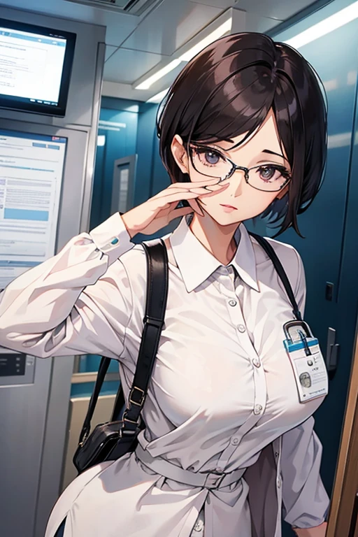 Beautiful Mature Woman、eye glass、short-haired、doctor、hospitals、Perfect style、Hurry