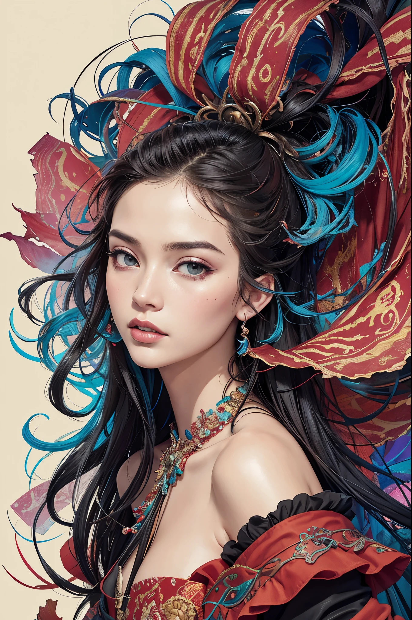 offcial art,8k wallpaper,ultra - detailed,Beauty and aesthetics,tmasterpiece,Best quality at best,(tangled,datura,Tangles,entangled),(s fractal art:1.3),1 sister,The content is very detailed,dynamic angle,cow boy shooting,Chaos in its most beautiful form,Elegant,Fauvistdesign,Vibrant colors,𝓡𝓸𝓶𝓪𝓷𝓽𝓲𝓬,JamesJean,roby dwi antono,ross tran,French bacon,Michael Mraz,Adrian Genius,petra cortright,Gerhard Richter,Takato Yamamoto,Ashley Wood,Atmospheric,A note of ecstasy,streaming musical notes visible,