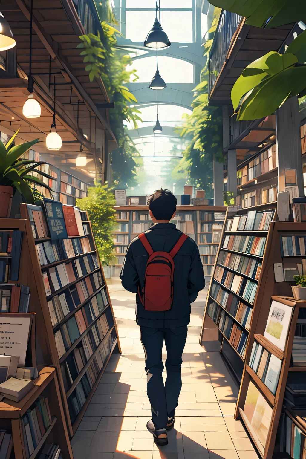high-level image quality、Book cover、bookstore、houseplant、Rear view