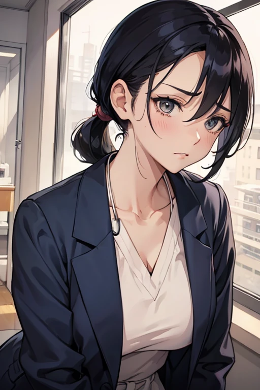 Beautiful Mature Woman、poneyTail、doctor、hospitals、Perfect style、Angry、feel sad