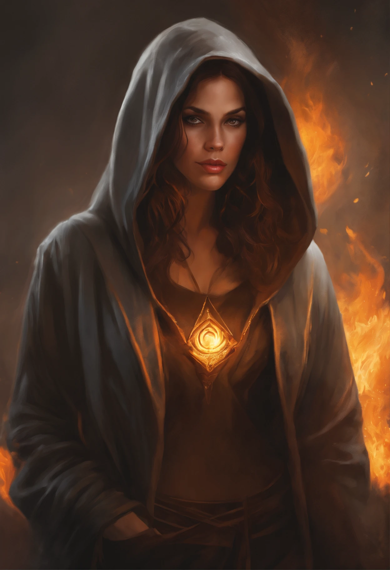 Photo of a burning man with gray hair., yellow eyes and hoodie., fire, scratch on face, beautiful character painting, Black-haired god, graphic artist magali villeneuve, alena aenami and artgerm, fantasy concept art portrait, female redhead templar, Artgerm Craig Mullins, charlie bowater character art, magali villeneuve', charlie bowater rich deep colors, gorgeous digital painting