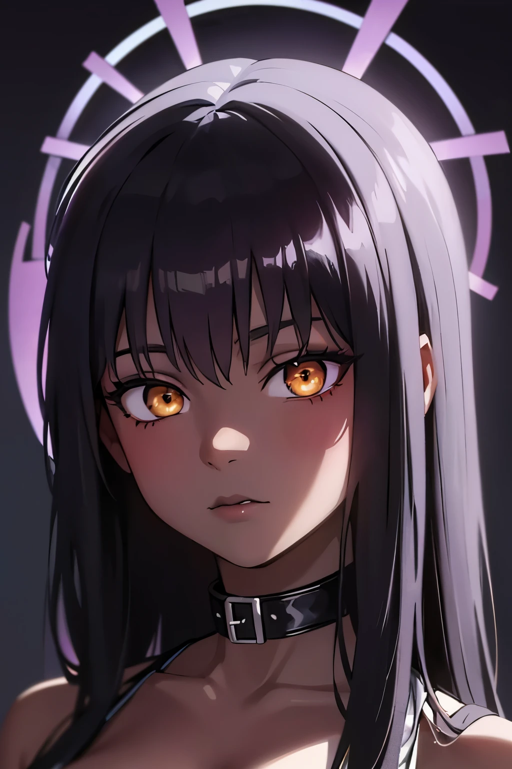 (best quality,4k,8k,highres,masterpiece:1.2),ultra-detailed,realistic,photorealistic:1.37,karin nagatoro being an emo nerd,extremely detailed eyes and face,beautiful detailed eyes,beautiful detailed lips,longeyelashes,1girl,collar,black lipstick,black lips,dead eyes,emo fashion,dark clothing,edgy makeup,dark atmosphere,indoor scene,dramatic lighting,dark colors