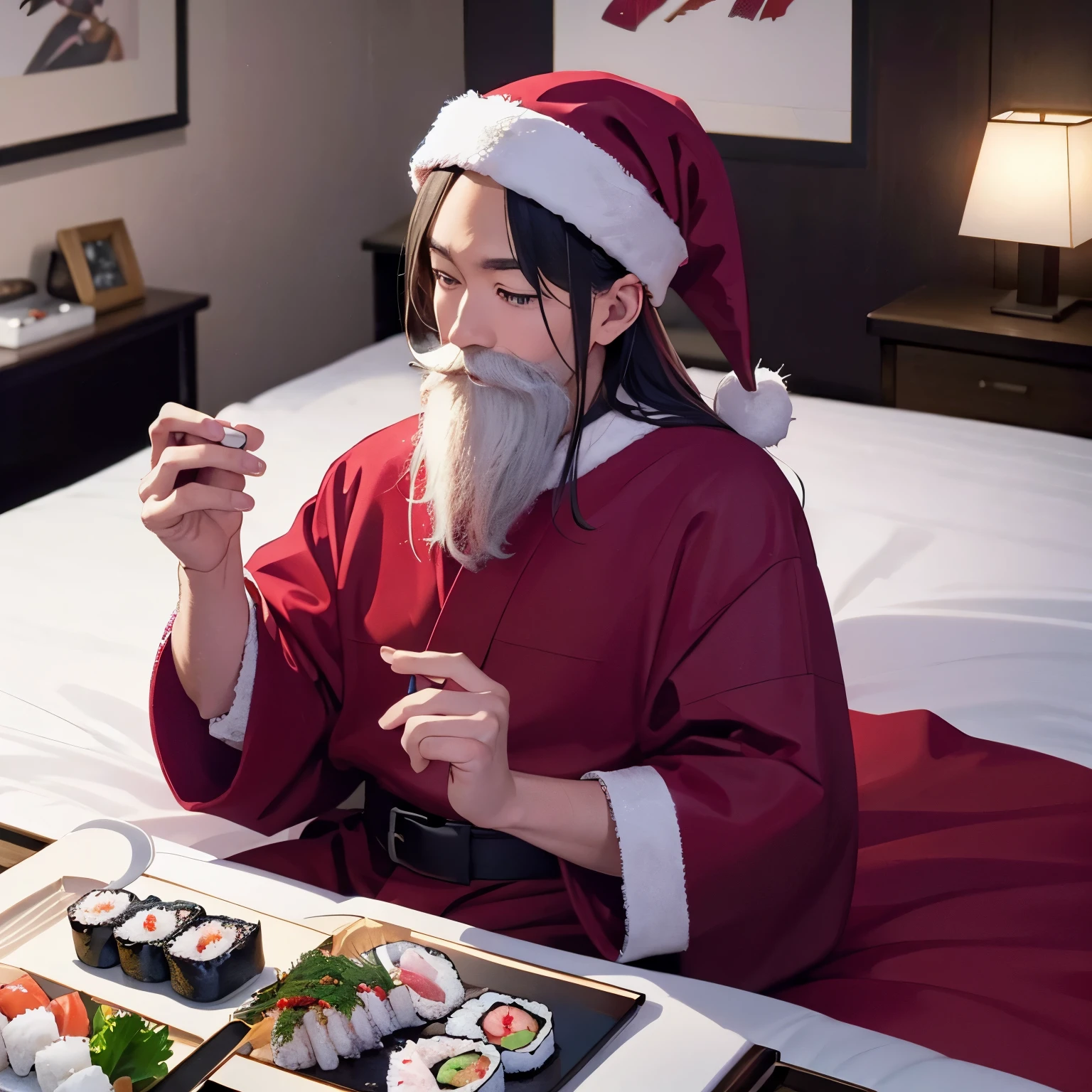 santa claus、bedroom、Hold the sushi、dark、writing