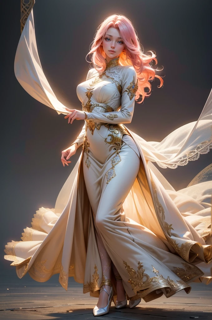 {-erro_de_anatomia:1.0}(best quality,4k,8k,highres,masterpiece:1.2), ultra-detailed, (realistic,photorealistic,photo-realistic:1.37), mature milf, illyasviel von einzbern, redhead hair, full body, vibrant colors, glowing skin, mesmerizing eyes, elegant pose, enchanting background, delicate lace dress, surreal lighting, ethereal atmosphere, mystical aura, intricate details, artistic medium, digital illustration, fantasy, anime, dancing litghtly