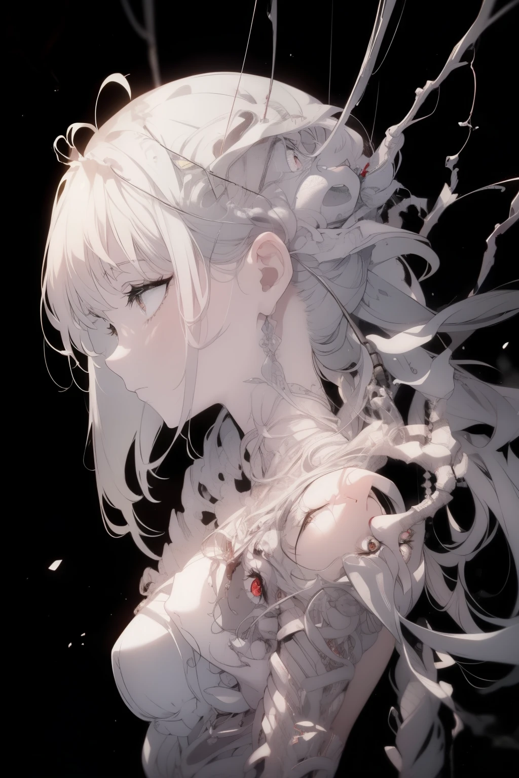 ((masterpiece))), (((best quality))), ((ultra-detailed)), (CG illustration), ((an extremely delicate and beautiful)),(from side),cinematic light, ((1 mechanical boy)), solo person, full bodyesbian,(Machine-made joints:1.2),((Mechanical limb)),(Blood vessel attached to tube),(The mechanical spine is attached to the back),((The mechanical cervical vertebrae are attached to the neck)),(are standing),face expressionless,(Wires and cables around the neck:1.2),(wires and cables on head:1.2)(Character focus),sci-fy,Extremely fine,a color,Thinnest