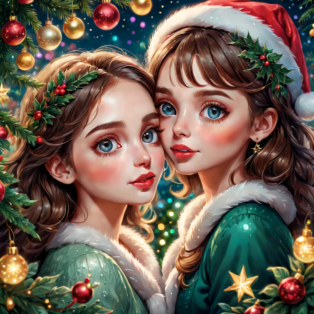 (Mosaic Christmas mask),one-girl,sparkling and delicate eyes,beautiful detailed lips,feater,extremely detailed eye, santa hat,A festive smile, pearls necklace, Golden mosaic pattern on mask, Exquisite craftsmanship, Complex design, vibrant paint palette, hight contrast, Focus sharp, Gloss finish, Impressive artistry, Festive atmosphere, Intricate mosaic tiles, ornate decoration, magical lighting. (Best quality at best,4K,8K,A high resolution,tmasterpiece:1.2),ultra - detailed,(actual,realisticlying,Photorealistic:1.37),sportrait,mosaic art,Christmas celebrations,Festive colors,Shine with charm,Holiday spirit,flashing lights,Colorful ornaments.