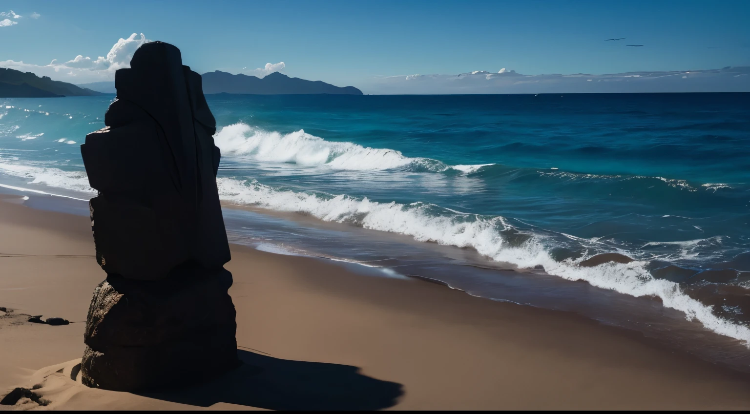 sandy beach、Ocean、A creepy looking figure