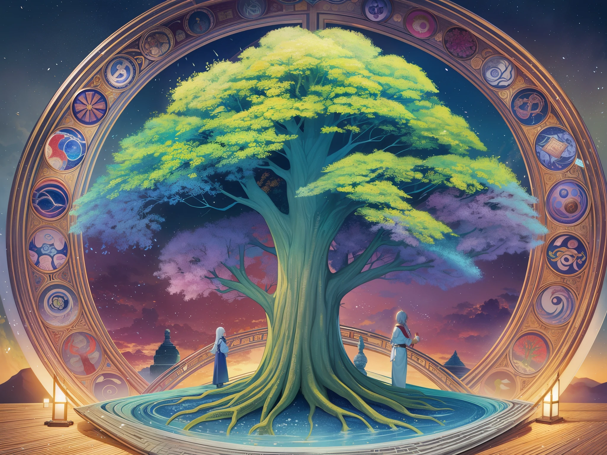 top-quality、Masterpiece、detaileds、Old Testament、The Tree of Life、Sephirotの樹、The Tree of Life（Seimei noki、english: Tree of Life）ha、Old Testamentの創世記（Chapter 2 verse 9 et seq.）The tree planted in the center of the Garden of Eden in。Also translated as tree of life。The Tree of Lifeの実を食べると、said to have eternal life。 Old Testamentにおいて神がアダムとエバをエデンの園から追放した理由ha、The man who ate the fruit of the tree of knowledge、The Tree of Lifeの実までも食べて永遠に生きる事がないようにするためであったとされる[3]。 Jewish mystical thought、カバラでha神による天地創造の象徴を10の円と22の直線で図式化した。その図haSephirot（hebrew: ‎、english: Sefirot、Sephirothic Tree）もしくhaThe Tree of Life（english: Tree of Life）It was called。Sephirot（hebrew: ‎、english: Sefirot）ha、Jewish mystical thoughtカバラにおいて、10 Sephiras and 22 Paths（paths）A symbol of the creation of the world as illustrated by。2nd century scripture『book of formation』The creation of the world described by、13th century literature『Zohar』symbolized in、studied by Kabbalists such as Joseph Gikatila。 Western magic since modern times、特に黄金の夜明け団などでhaタロットカードと結びつけて研究が行われた。Sephirotの成り立ちhaユダヤ教のThe Tree of Lifeとha異なるものであるが、There is also the idea that these two are the same thing.[8]。