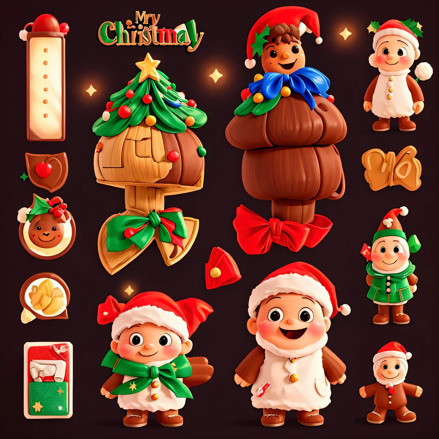 Create a Christmas-themed sticker pack., Christmas stickers, set of stickers, Christmas gingerbread