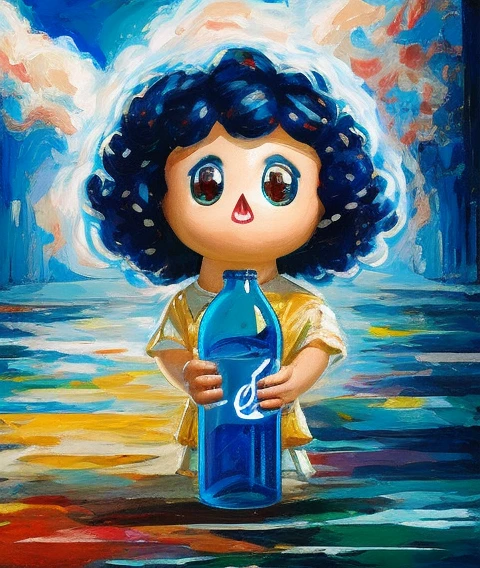 Young Man at 21, dark blue hair, short hair, crystal hair, cloud hair, afro, coke-bottle glasses, hollow eyes, devil pupils, Action painting, By Kim Jung-Gi and Peter Jian, 1080P, 4K, 16k, high quality