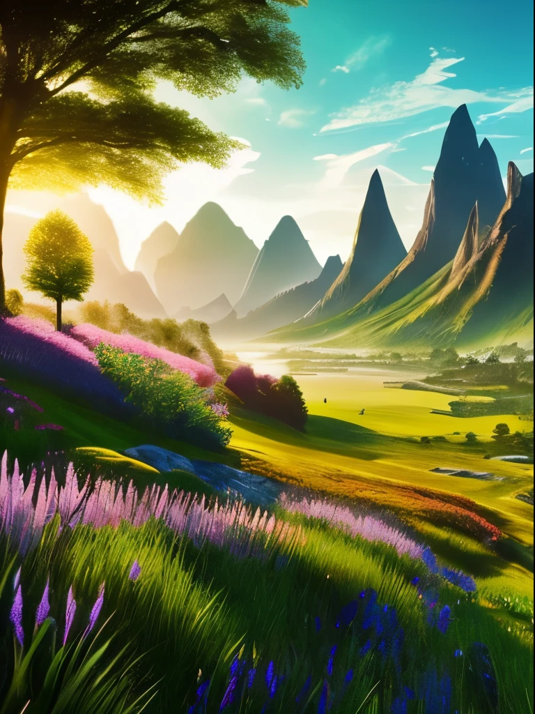 Landscape, crossing through the horizon, mountains which seems to touch the sky's, grassy fields which adorns the myths, countless creatures adorning fantasy wander around.