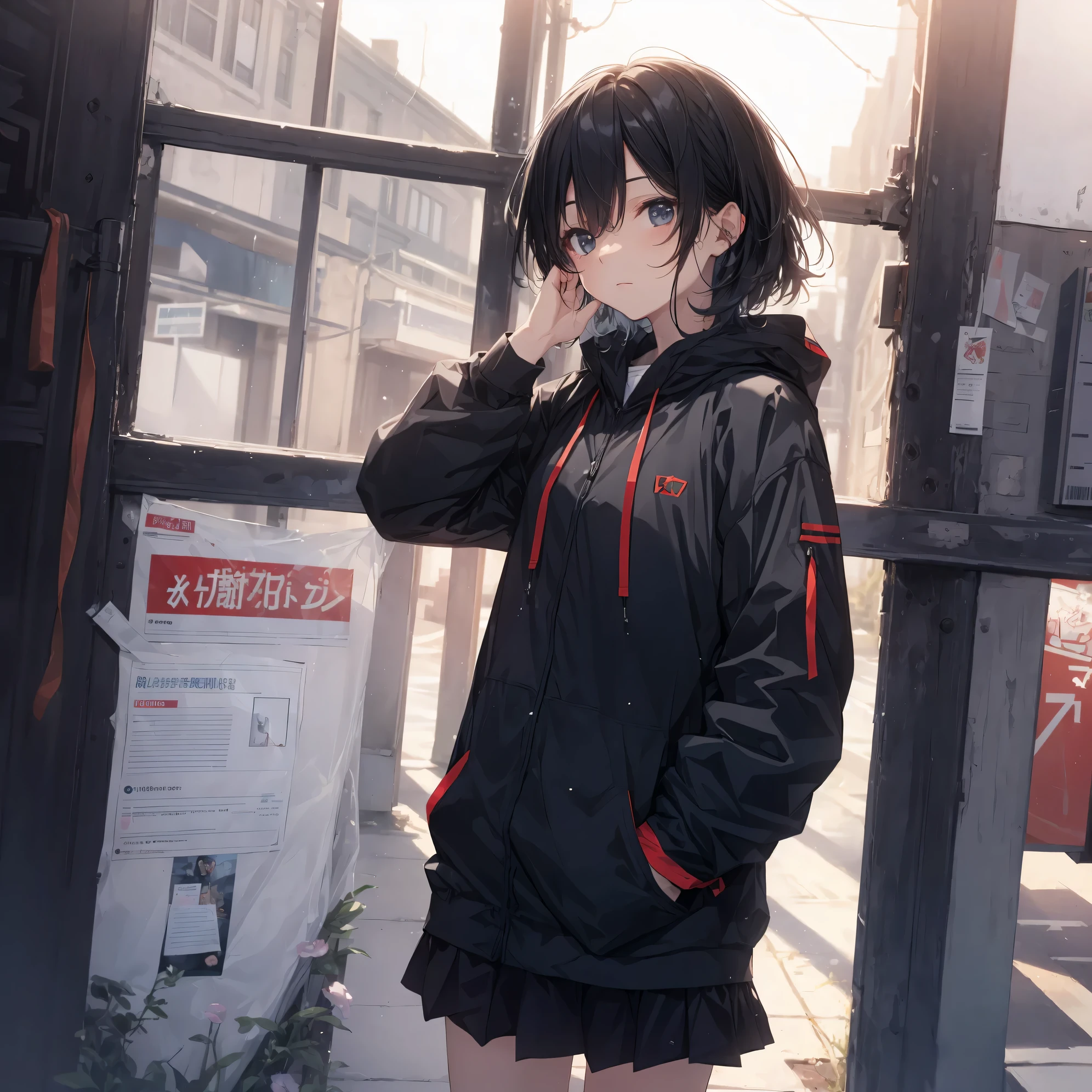 Super high quality by the art god, Ultra-detailed, High resolution, Gwise Style, anime moe art style, best anime 8K konachan wallpaper, Pixiv Contest Winner, Perfect Anatomy, BREAK,(Please draw a sleepy girl going to school alone.. ),BREAK, a hyperrealistic schoolgirl, (Solo,Lori,child,13years:1.3),Full limbs, complete fingers,a junior high school student, Androgynous attraction, (Very short hair), hair messy, flat chest, Small butt, groin, Small eyes,Beautiful detailed black eyes, Well-proportioned iris and pupils, disgusted eye, High resolution detailed hair, School uniform, Skirt,  On the way to school. BREAK,Ultra-detailed細なスキン, Best lighting by famous artists, 8K, Illustration.