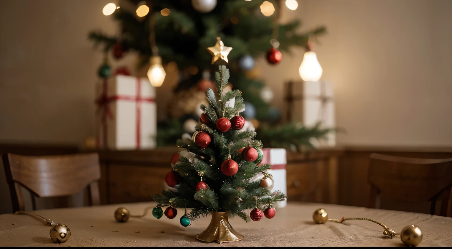 Christmas Tree With Ornaments In Blue And Bokeh Lights - Real Fir Branches With Glittering In Abstract Defocused Background - This Image Contain 3d Rendering Elements