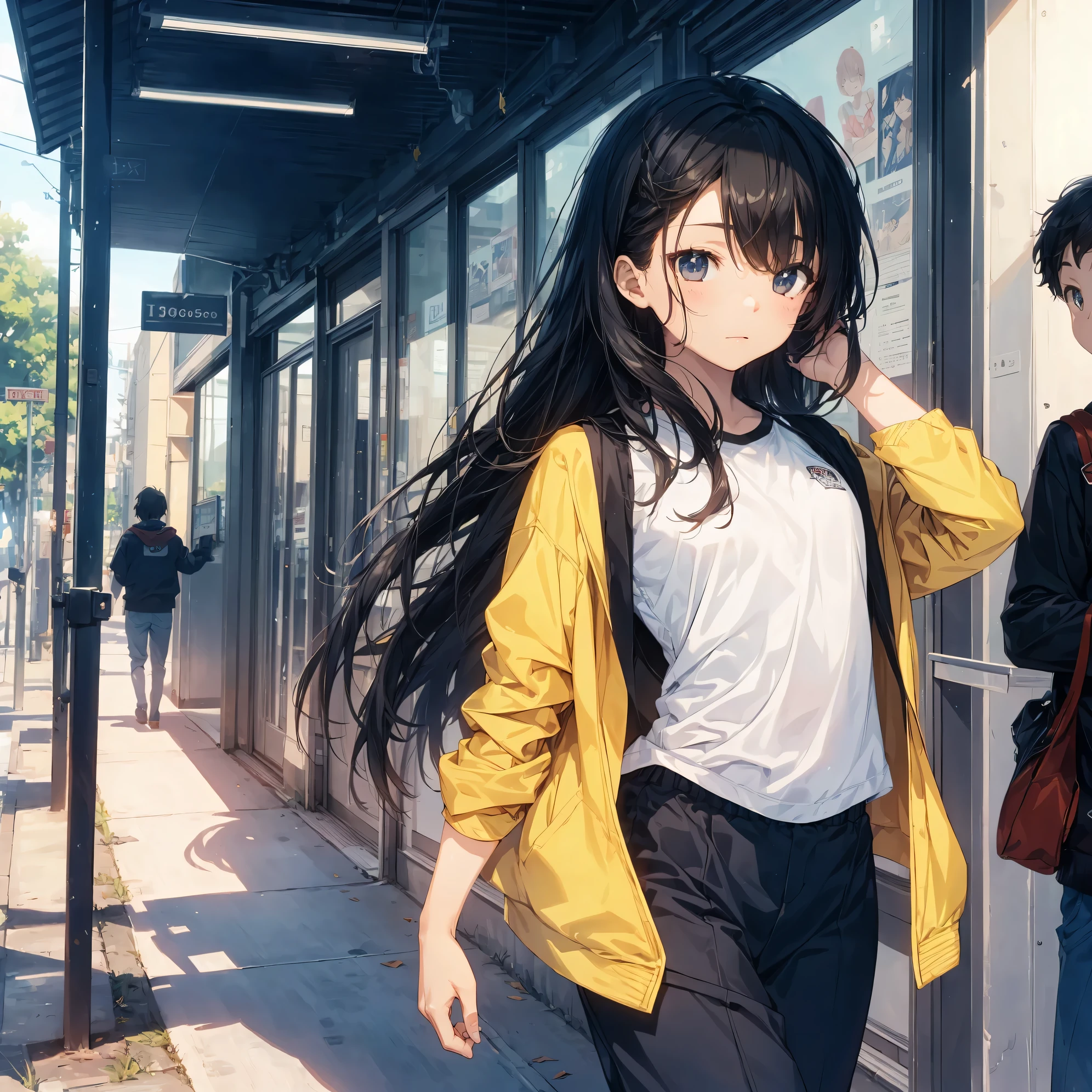 Super high quality by the art god, Ultra-detailed, High resolution, Gwise Style, anime moe art style, best anime 8K konachan wallpaper, Pixiv Contest Winner, Perfect Anatomy, BREAK,(Please draw a sleepy girl going to school alone.. ),BREAK, a hyperrealistic schoolgirl, (Solo,Lori,child,13years:1.3),Full limbs, complete fingers,a junior high school student, Androgynous attraction, (Very short hair), hair messy, flat chest, Small butt, groin, Small eyes,Beautiful detailed black eyes, Well-proportioned iris and pupils, disgusted eye, High resolution detailed hair, School uniform, Skirt, On the way to school. BREAK,Ultra-detailed細なスキン, Best lighting by famous artists, 8K, Illustration.