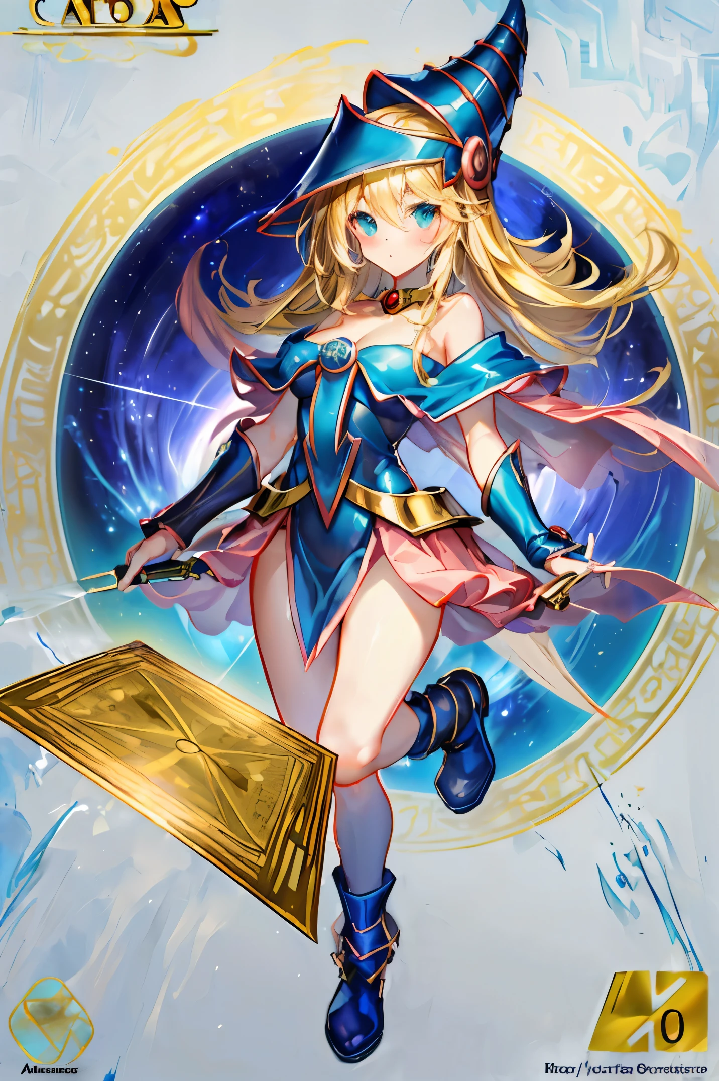 Un mago negro flotando tiernamente, magical aura, Fantastic background, Runas brillantes, (( una carta de Yu-Gi-Oh debajo)), giving the impression that she has been summoned,epic composition, (Intrincado alto detalle), (complex design, Ultra-detalles :1.2), Art Station, (obra maestra, la mejor calidra HD, 32K ,octanaje renderizado, bioluminiscente,8K concept art resolution, realismo,por Mappa studios,obra maestra,la mejor calidad,Arte oficial,illustration,clear line,(Fresco_Color),Perfectcomposition,Absurdo, fantasy,( debajo hay un mapa de Yu-Gi-Oh), Diagramas