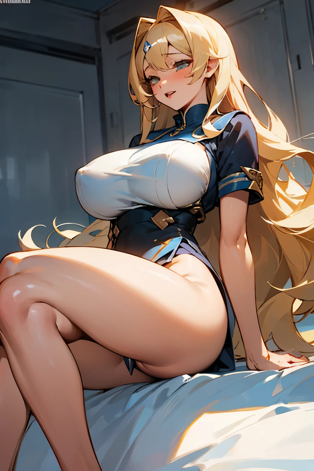 Indonesian high girl with beautifull long brown-blonde hair with big boobs and thighs masturbating