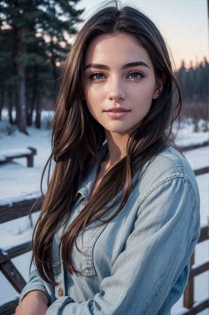 low angle shot, night photo, in the countryside, under the winter starry sky,
1 gorgeous woman,
23years old,
subtle smile,
Flirting with the camera,
She is a model, Pose,
(European Girl:1.2), (Random hair:1.3),
(Realistic hair:1.2),
(Realistic eyes:1.2),
(Beauty face:1.Elfect body,
Perfect hands,
Kodak Gold 200,
National Geographic Style,
Best Quality, 超A high resolution, (Photorealsitic:1.4), 8K,