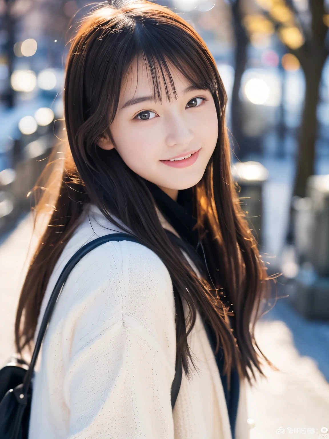 Photorealsitic, 8k full-length portraits, Beautuful Women, A charming expression, sixteen years old, TOKYOcty, Winters, Shibuya in the background