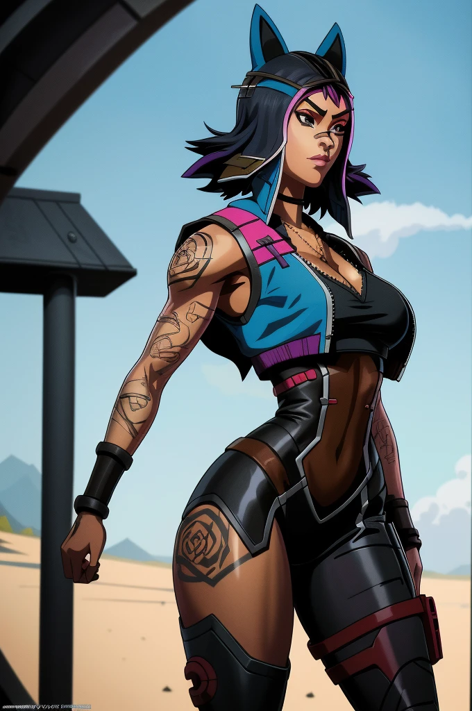 An (African-American) female, with dark (black dreadlocks), purple eyes, dark (brown skin), (pointed ears), (plump butt), (slutty assassin), (sexy) black spandex, (lust) demon, (Sci-fi) fantasy, (medium shot), perfect composition, hyper-detailed, 8K, high quality, (perfect eyes), trending art, sharp focus, studio photo, intricate details, (Booty) shot, NSFW