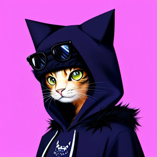 Close-up of a cat wearing a black knitted hat and sunglasses, Street Outfit, beautiful digital art, Adorable Digital Paint, furry art, Hairy Artist, awesome cat, Furry digital art, Anthropomorphic cat, Wearing a hoodie, Beautiful detailed digital art, Furry cat, Cute art, amazing digital art, A man's cat wearing a black knitted hat, furry art!!!, Street Outfit
