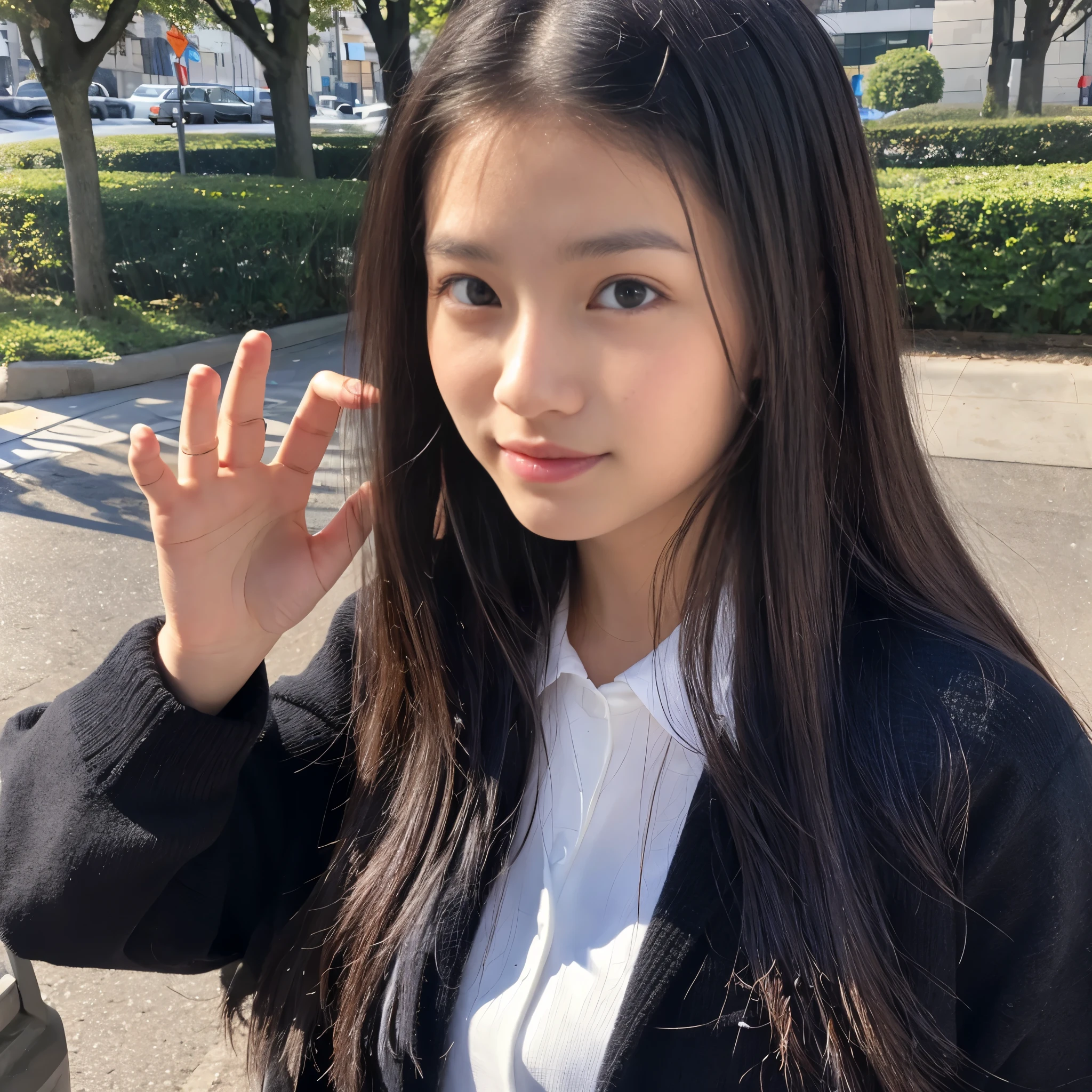Photorealsitic, 8k full-length portraits, Beautuful Women, A charming expression, sixteen years old, TOKYOcty, Winters, Shibuya in the background