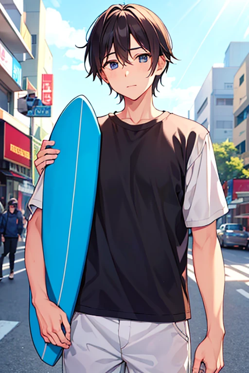 male people、35 year old、In the street、Wild、wild、The upper part of the body、surfer