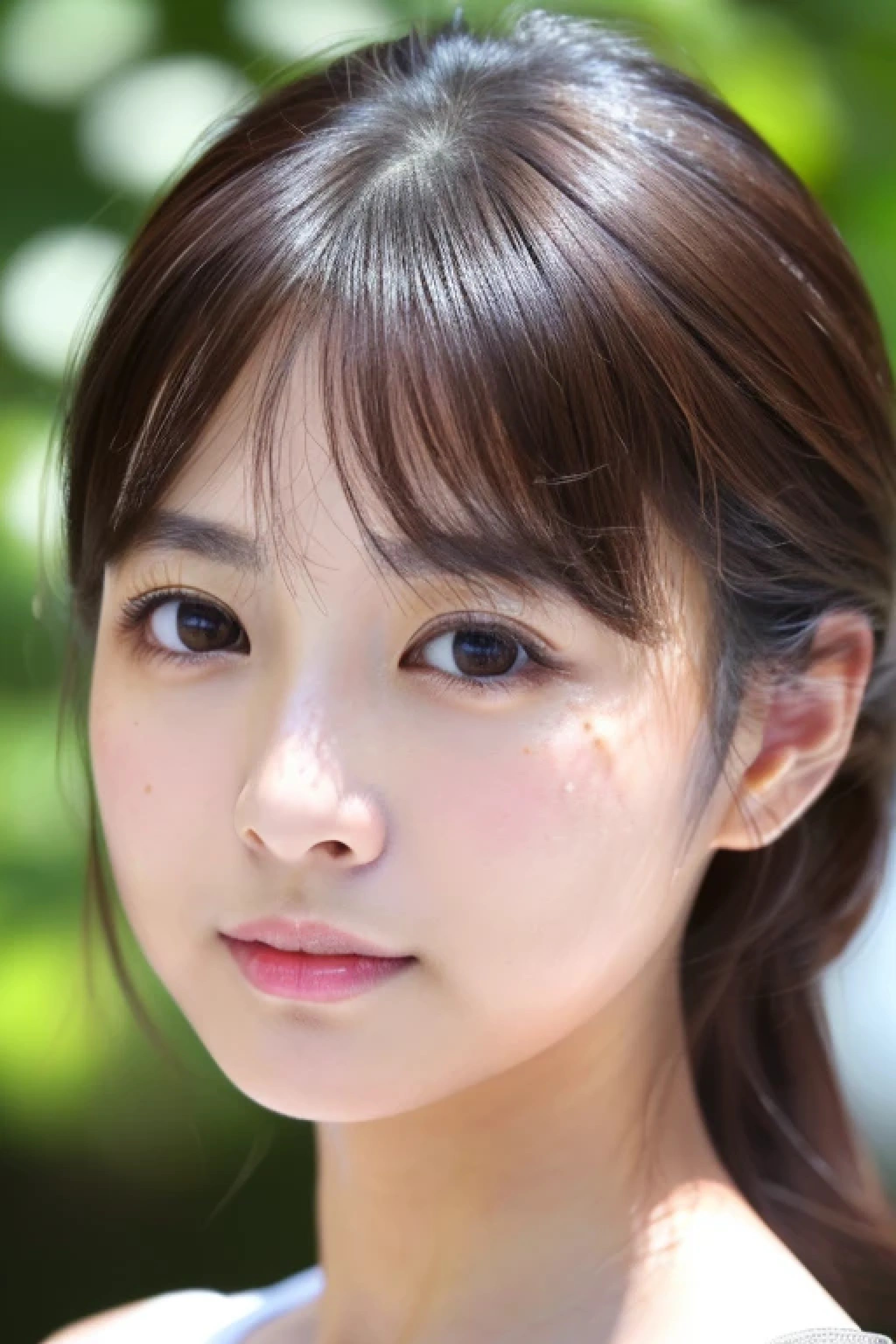 ((cute Japanese girls、Beautiful japanese girl、1 girl in、Highly detailed facial and skin texture、hyperdetailed face、ultradetailed eyes、close-up of woman、))、(dark brown hair)、Looking at the camera、foco nítido:1.2、Beautiful Women in Perfect Style:1.4、Japanese Models、Young gravure idols、Young cute gravure idol、Realistic Young Gravure Idol、sophisticated gravure idol、((top-quality、in 8K、masterpiece:1.3))、(4K、Raw photography、top-quality)、Place a person on the other side of the screen、