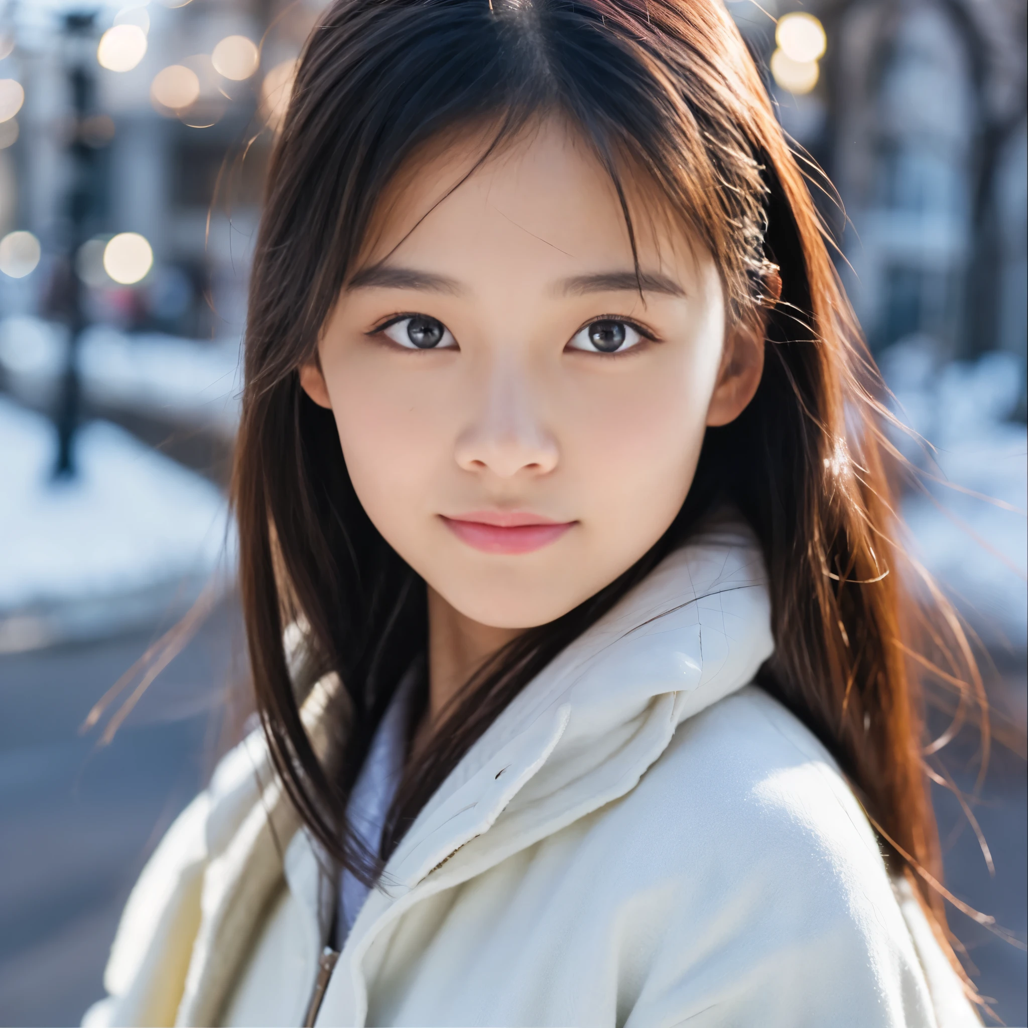 Photorealsitic, 8k full-length portraits, Beautuful Women, A charming expression, , TOKYOcty, Winters, Shibuya in the background