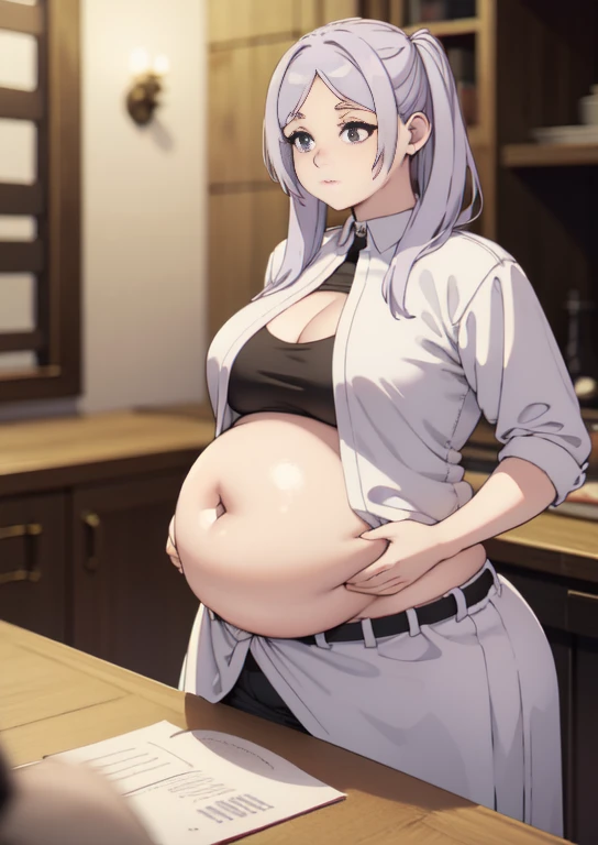 Gray hair, long hair, red eyes, ((pregnant women)), ((super large belly)), oversized breasts, senior sister,