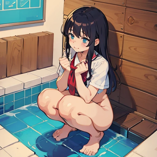 Nudist girl squatting、A lot of close elementary school boys hugging each other、surround each other&#39;neck of、Laughter and joy、longshot、Group Selfies、In the unit bath、Intense curiosity and shame、Leaning forward