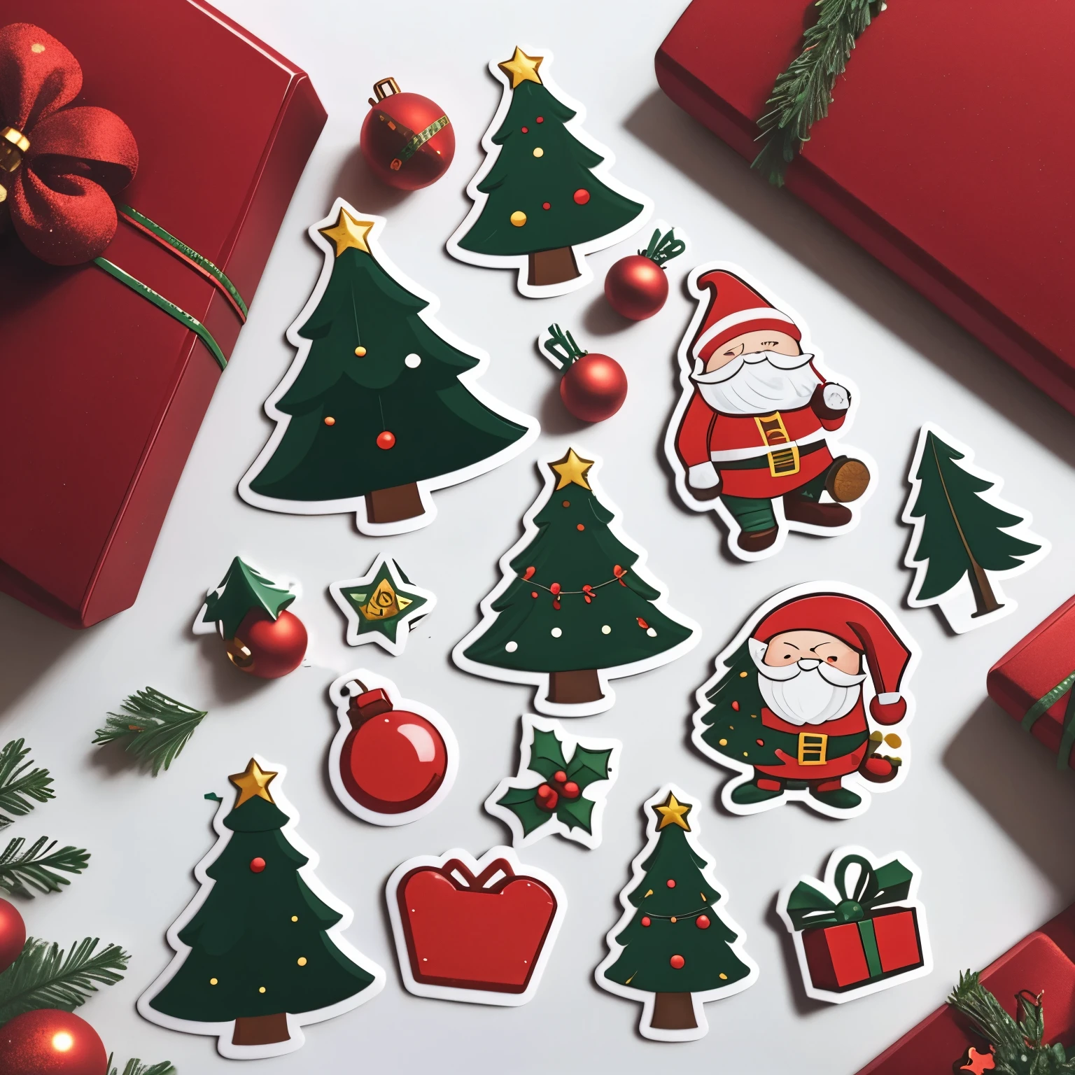 Christmas Stickers, Santa Stickers, Christmas tree Stickers, bells Stickers, gift box Stickers