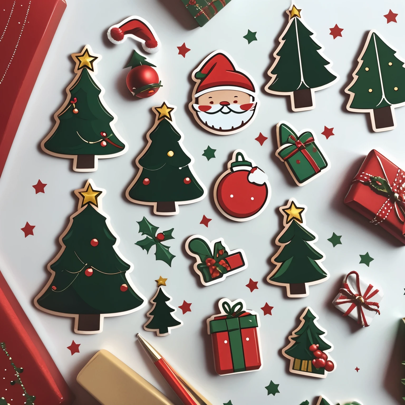 Christmas Stickers, Santa Stickers, Christmas tree Stickers, bells Stickers, gift box Stickers
