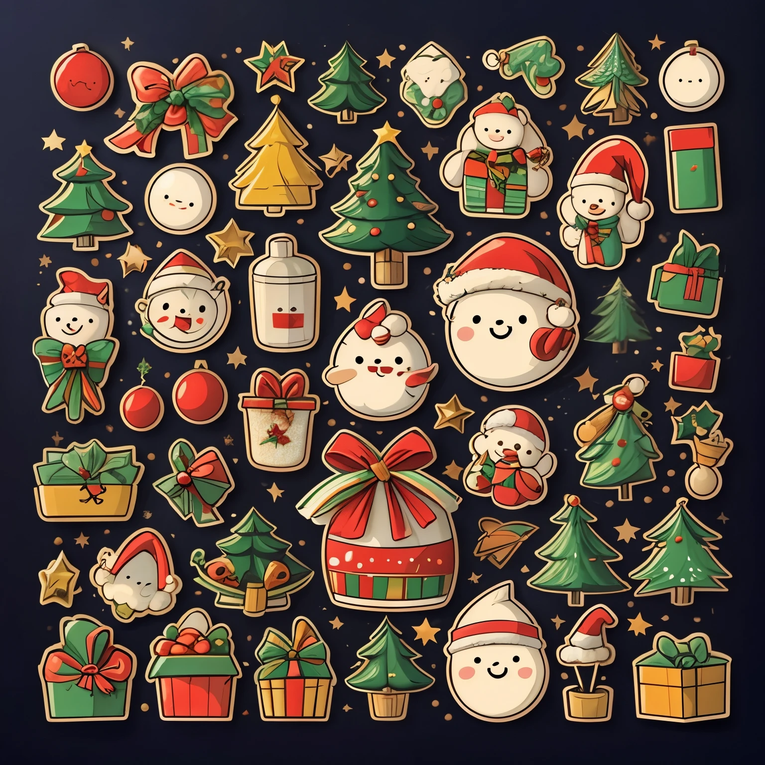 Christmas Stickers, Santa Stickers, Christmas tree Stickers, bells Stickers, gift box Stickers