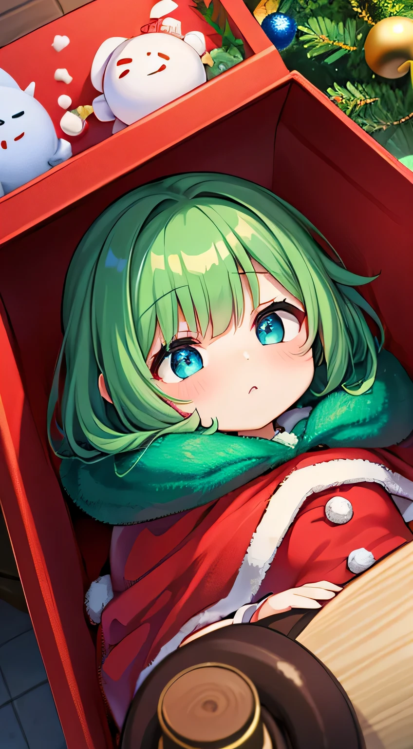 Christmas，small loli，Wearing a Christmas hat，There are Christmas gifts