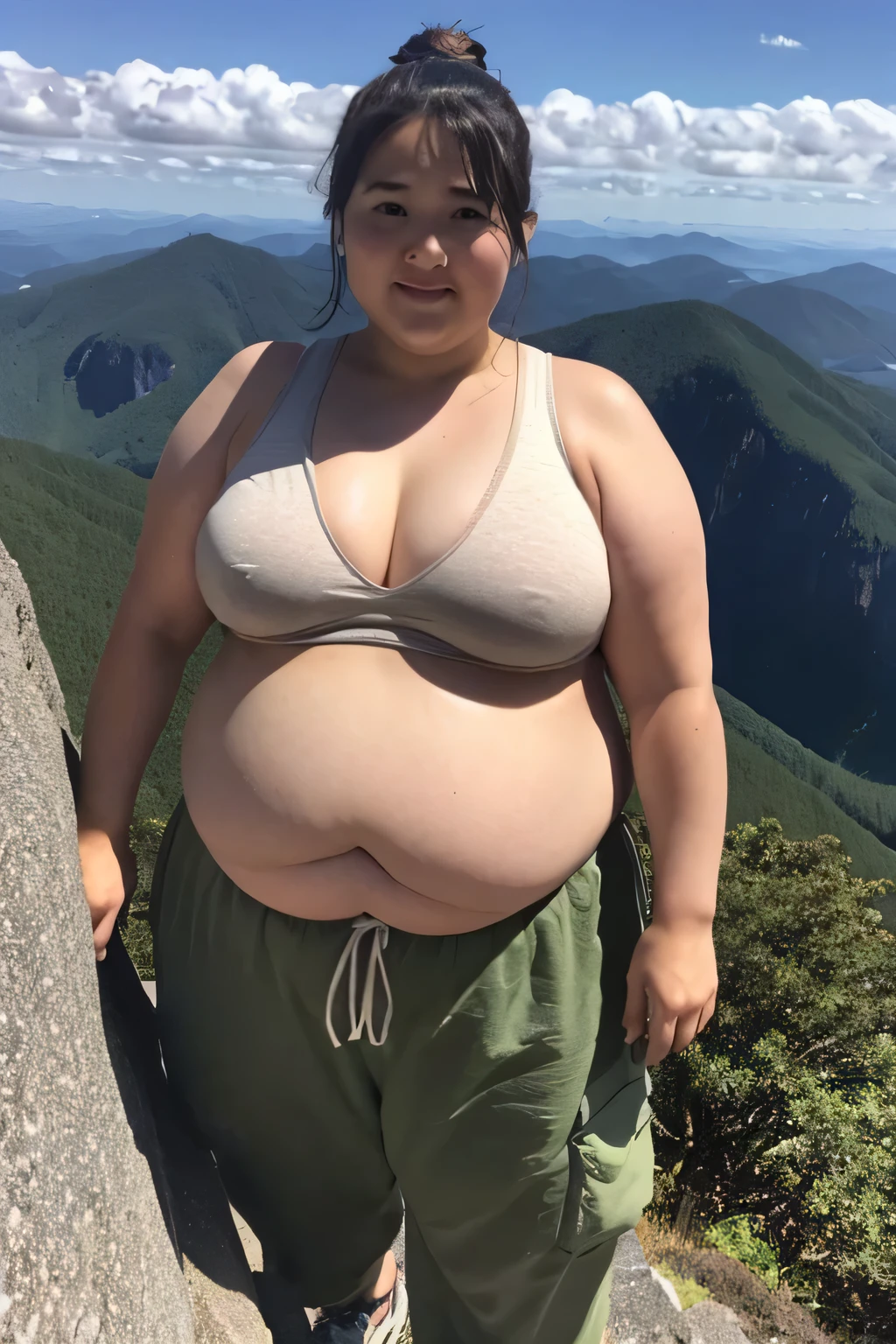 (1 Girl's breasts、Overweight、Extremely fat、chubby、Sweat muscles、japanes、mountaineering