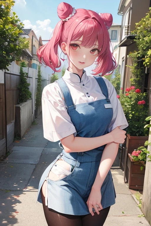 garota, 17 anos, ligh cabelo verde, corte de cabelo curto, Purple eyes, short jumpsuit, Tattoed arm,, seminua, roupas sexy, sensual, na floresta escura, segurando motosserra, Olhando para o Viewer, sinistro sensual sorrindo, no underwear , sangue no corpo